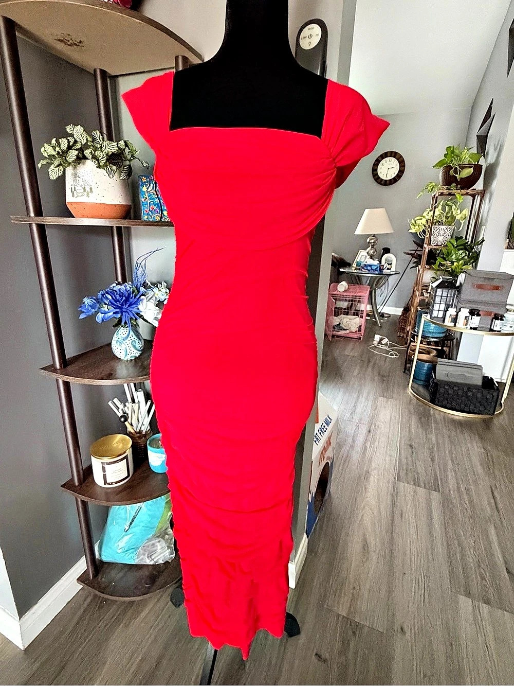 PrettyGarden Women's Off The Shoulder Ruched Bodycon Midi Dress Off The Shoulder